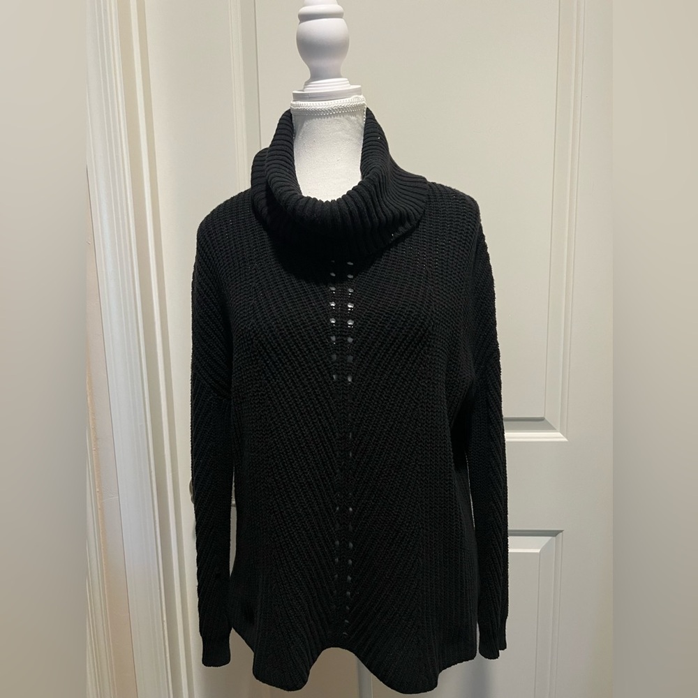 Elegant Black Cowl Neck Sweater